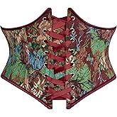 Scarlet Darkness Women's Corset Belt Renaissance Underbust Corset Floral Lace Up Boned Waist Belts