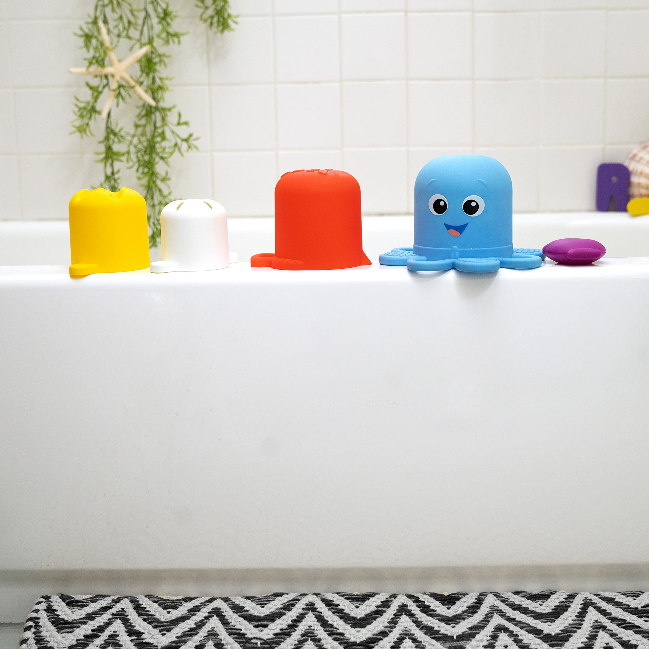 Baby Einstein Ocean Explorers Opus’s Stack & Stream Sensory Stacking Cups, Baby and Toddler Bath Toy, Ages 3 Months and up