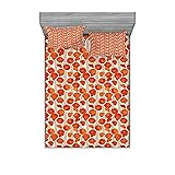 Ambesonne Floral Fitted Sheet & Pillow Sham