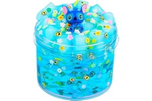 DAUWIAOW Blue Jelly Cube Crunchy Slime, Soft Non-Stick Clear Crystal Slime, Stress Relief Toy for Girls and Boys, for Kids Party Favors Gifts Ideas, Birthday Gifts