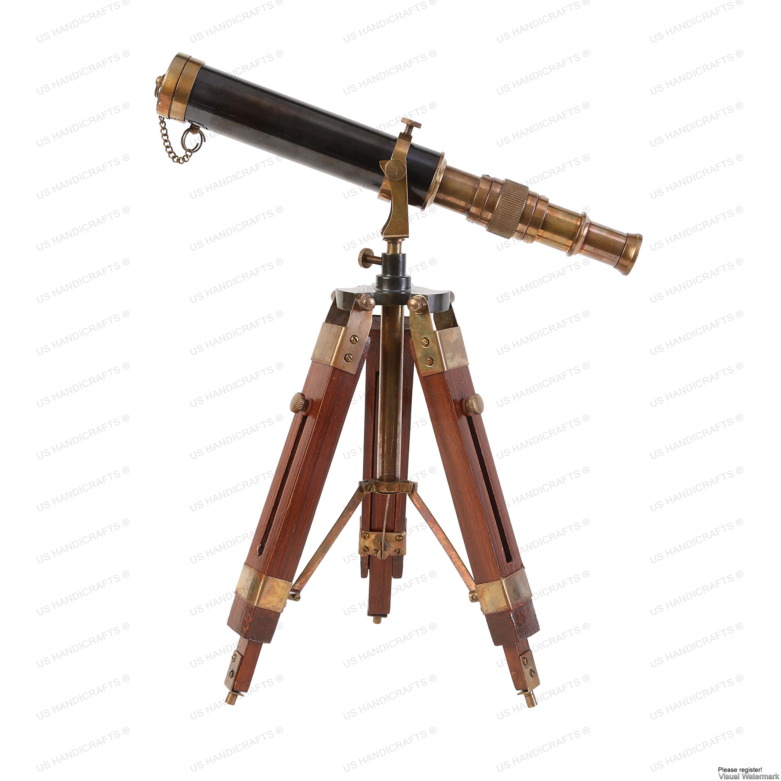 Vintage Brass Antique Brown/Black on Tripod Stand – Chrome Desktop Telescope for Home Decor & Table Accessory, Nautical Spyglass for Navy & Outdoor Adventures (Style 2)