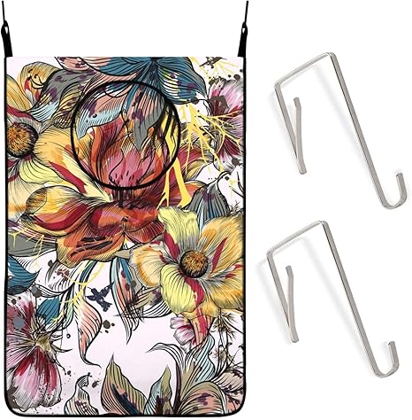 Amazon カラフル 花柄 ランドリーバッグ 洗濯かご 壁掛け収納 吊り下げ収納 洗濯ボックス 洗濯物入れ ウォールポケット 折りたたみ 脱衣かご おしゃれ ランドリー収納 汚れた服の収納袋 雑貨収納 取り付け簡単 ランドリー収納 オンライン通販