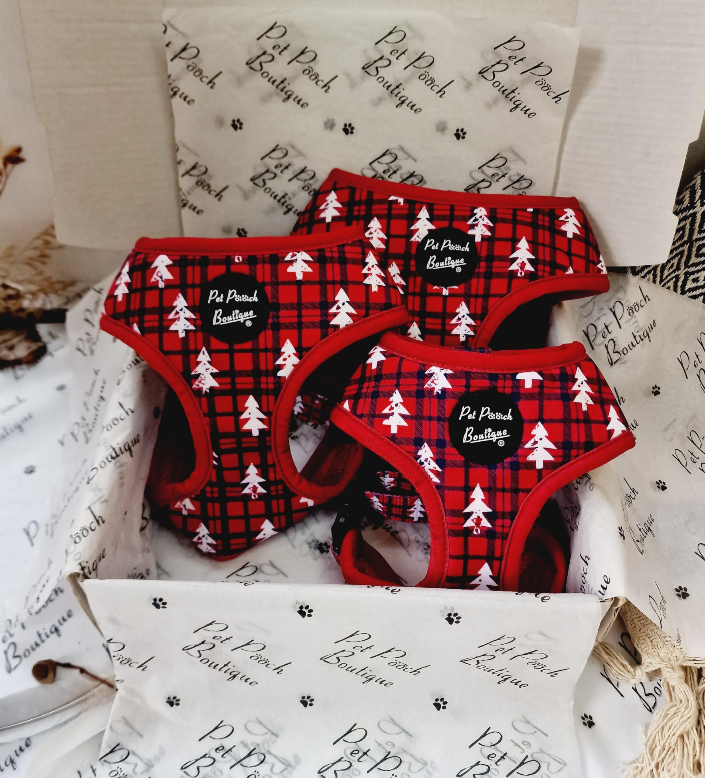 Winter Wonderland Plaid Dog Harness XS