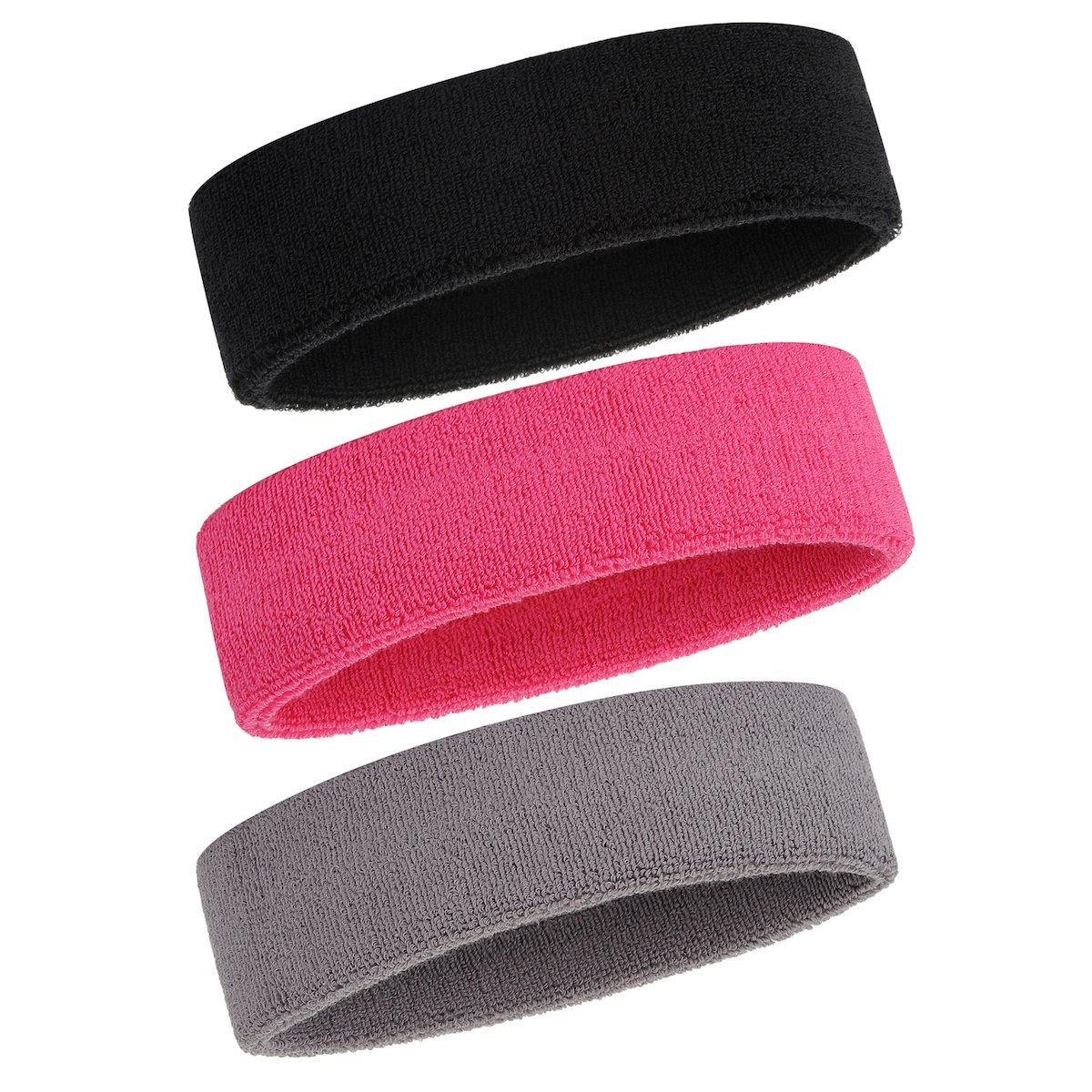 ONUPGO Sweatband Headband for Men & Women - 3PCS Sports Headbands Moisture Wicking Athletic Cotton Terry Cloth Sweatband Sweat Absorbing Head Band — image 1
