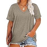 Kancystore Women's Plus Size V Neck T Shirts Short Sleeve Tops Casual Summer Tshirts Loose Fit Tees XL-5X
