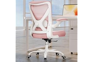 ERGALITHIC Ergonomic Office Chair: Mesh Desk Chair with Adjustable Lumbar Support 330lbs High Back Computer Gaming Chair - Work Chairs with Flip-Up Arms for Long Hours-Adults Home Office (Pink)