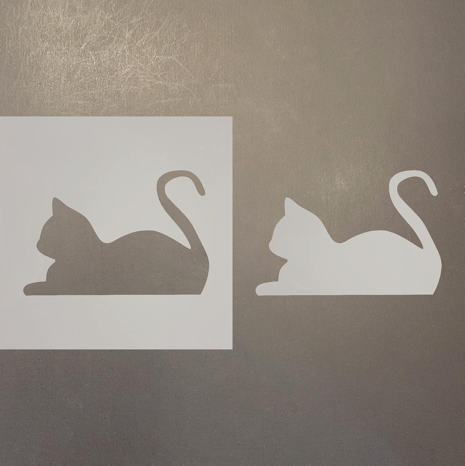 Mixed Media - Cat Laying Down Reusable Mylar Stencil - Art Craft Supplies 4 Inch