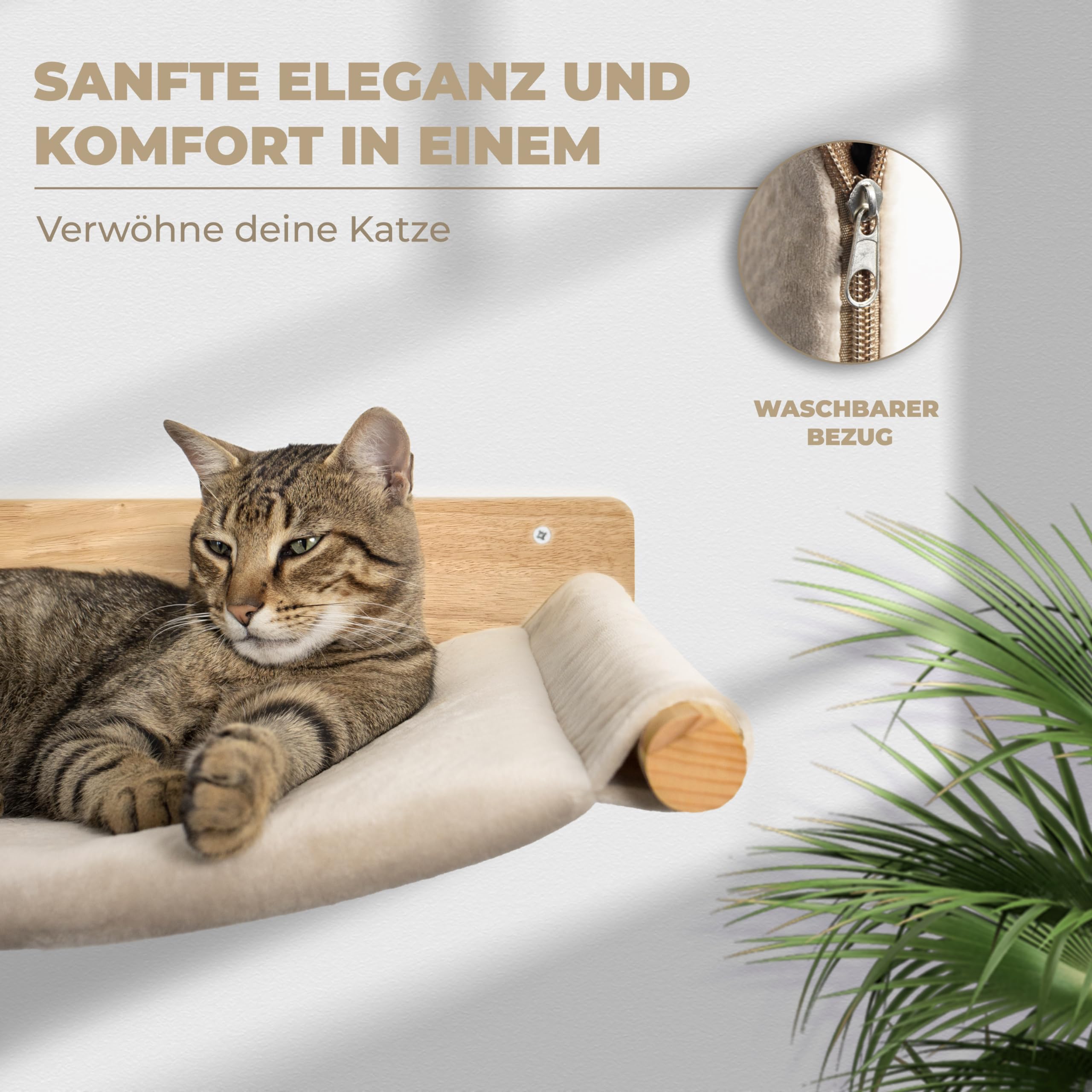 WOOWOOD® Kletterwand Katzen inkl. 2X Katzentreppe Wand [Massivholz] I Kratzbaum Wand I Hängematte Katze I Katzenwand I Wandkratzbaum I Katzenmöbel I Katzen Kletterwand 4
