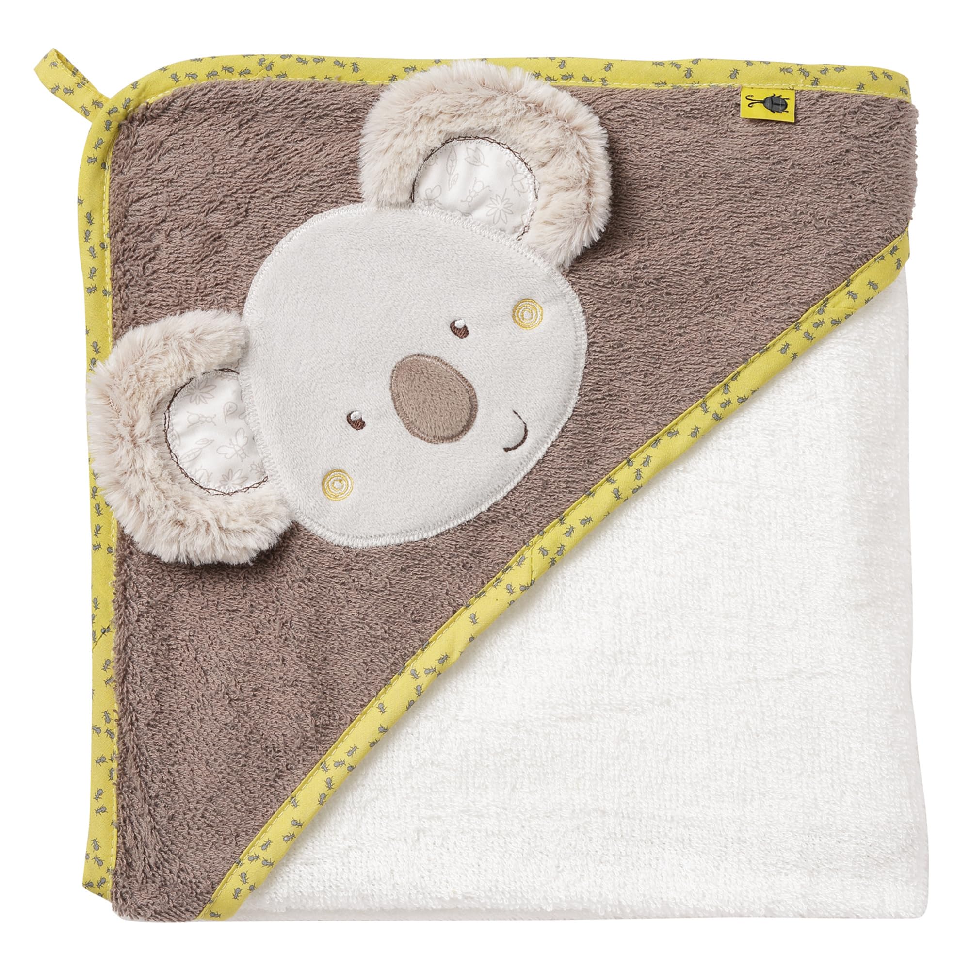 Fehn 064179 Australia Hooded Bath Towel – Bathing Poncho Made of Cotton with Cute Koala for Babies and Toddlers from Newborns Upwards – Dimensions : 80 x 80 cm
