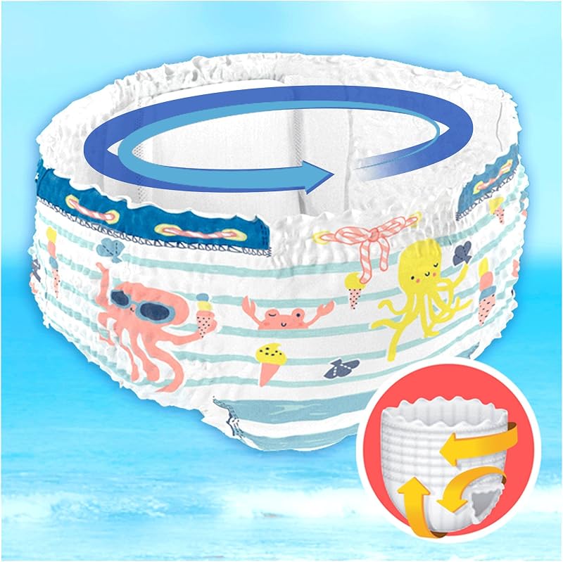 Pannolini Bambino Splashers Baby Shark, Taglia 4 (9-15 kg), 88 pannolini,Costumi da bagno usa e getta, Protezione Anti-perdite In Acqua