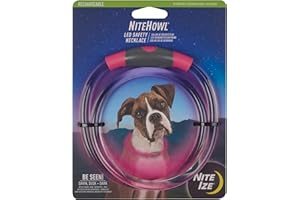 Nite Ize NiteHowl Rechargeable LED Safety Necklace - Dog Light for Dog-Walking Gear - Weather-Resistant Design - 5 Hours Runtime - Cut to Fit from 12” to 27” - Tie Dye Pink