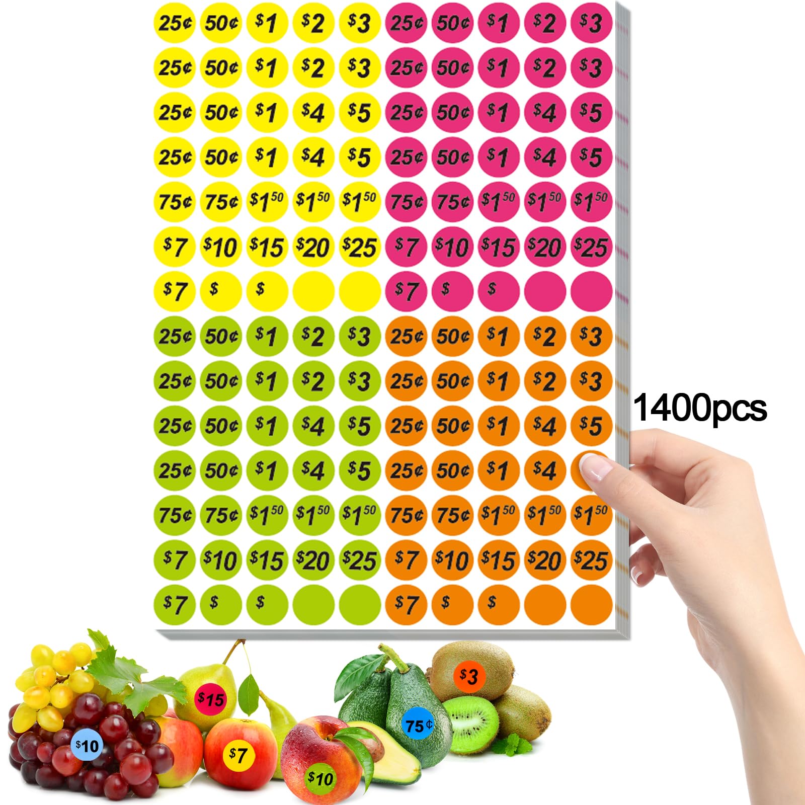 Garage Sale Price Stickers, 1400 PCS 3/4 Inch Price Stickers for Yard ...
