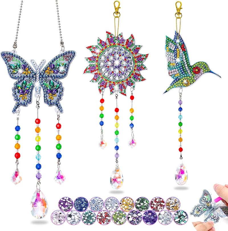 Dikence 5D Diamond Art Wind Chime Kit for Kids 6-12 Sun Catcher Decor