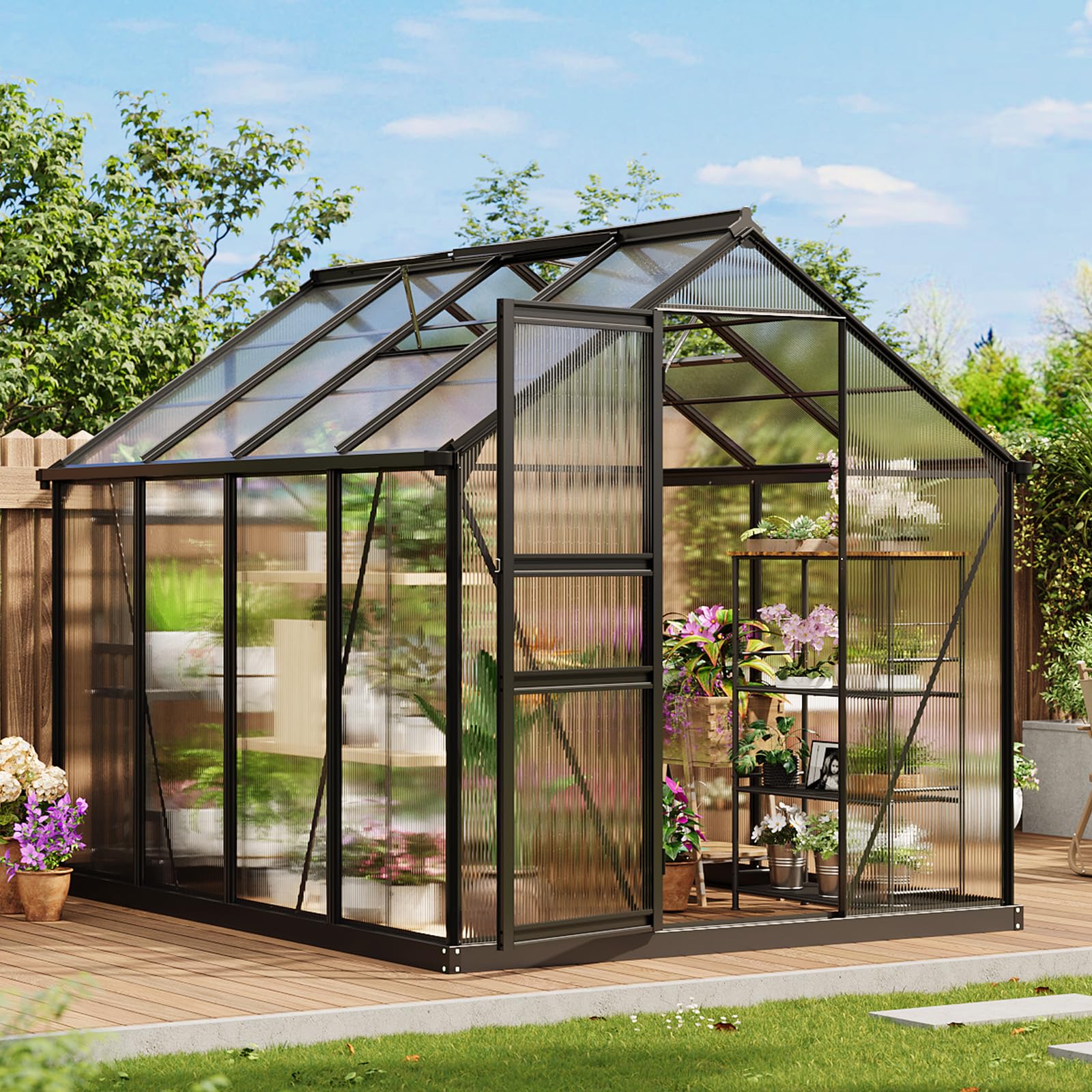 Photo 1 of *******Polycarbonate parts ******* It only has the pieces*****It doesn't have a manual.*****
Garvee 6x8 ft Greenhouse, Easy Assembly Polycarbonate Greenhouses for Outdoor with Adjustable Roof Vent