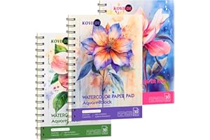 KOVIEDE 100% Cotton Watercolor Paper Pad - 3 Pack (90 Sheets) 5.5"x8.5" Cold Press, 140lb/300gsm Spiral Bound Watercolor Sketchbook, Artist Quality Art Journal Supplies for Adults, Kids & Beginners