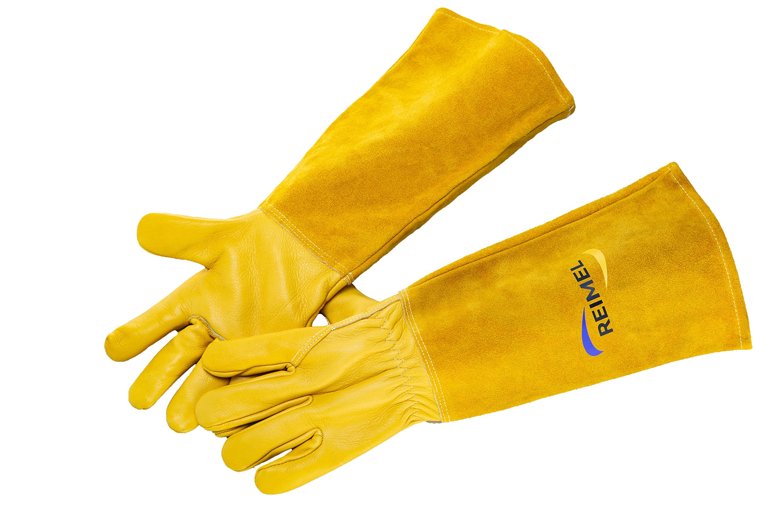 REIMEL Heavy Duty Thorn Proof Gardening Gloves: Leather Gauntlet Gloves for Rose Pruning and Other Tough Tasks for Men and Women. (Large)