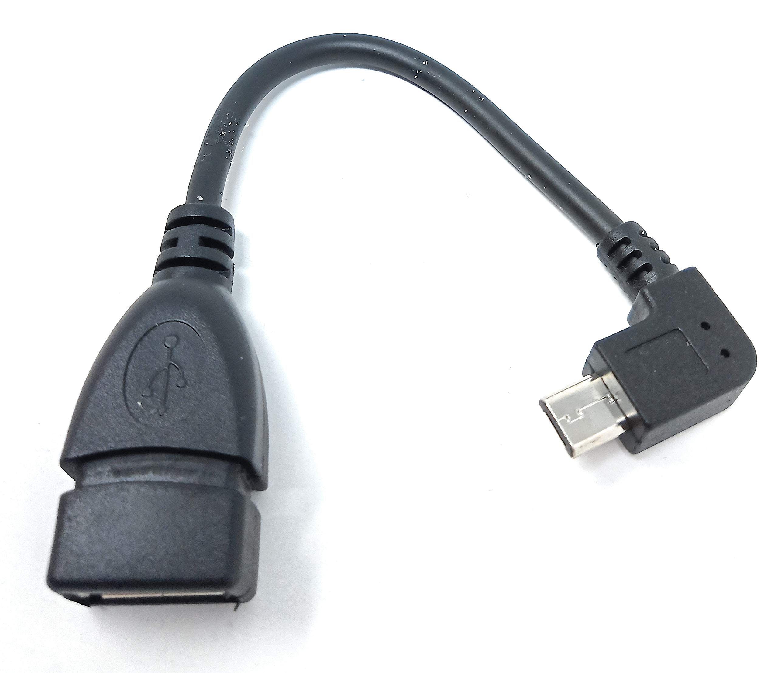 System-S USB OTG Adapter Cable On-The-Go Micro USB 90 Degree Right Angled 90° Male to USB 2.0 Type A Host Adapter Cable