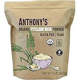 Anthony's Organic Psyllium Husk Powder, 1.5 lb, Gluten Free, Non GMO, Finely Ground, Keto Friendly