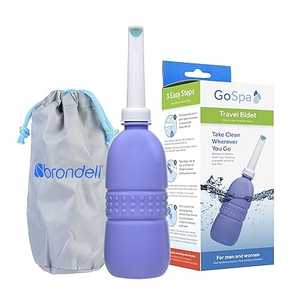 Brondell GoSpa Travel Bidet GS-70 Easy-to-use Portable Bidet with Convenient Nozzle Storage, Travel Bag, 400 ml Capacity, and Angled Nozzle Spray