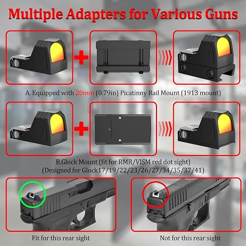 WAOBE M1 Mini Red Dot Sight RMR Reflex Tactical Optics Rifle Scope