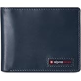 Alpine Swiss Wallet for Men Nolan Commuter Bifold Dual ID Windows for License Work Badge RFID Protection Divided Bill Section Gift Boxed Glossy Nappa Teal