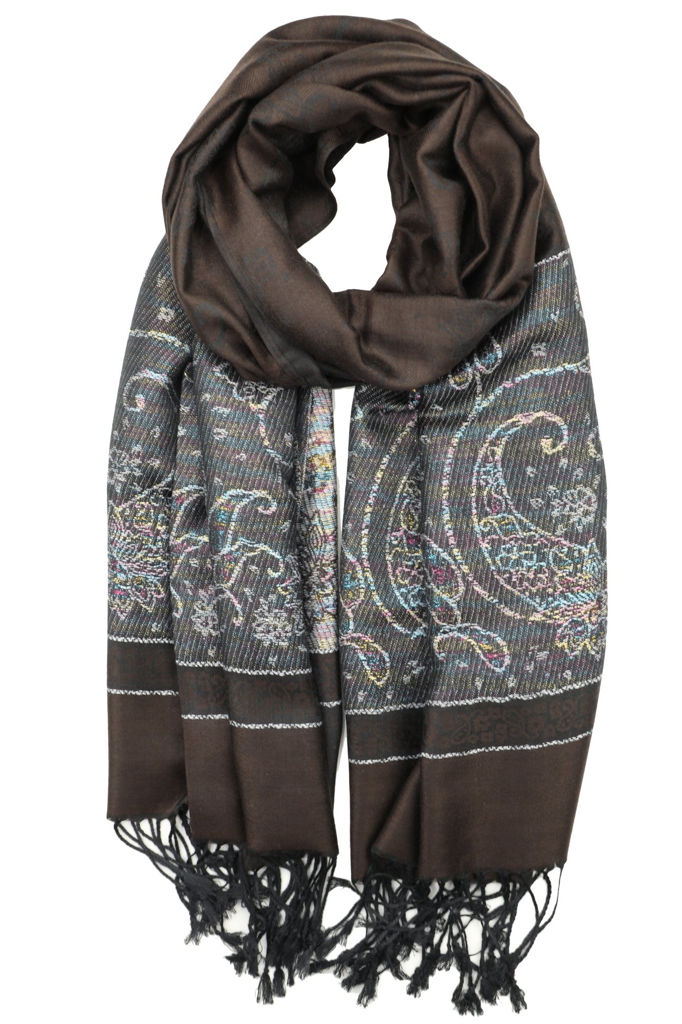Achillea Women's Two Toned Paisley Lurex Jacquard Pashmina Shawl Wrap Scarf Achillea Women's Two Toned Paisley Lurex Jacquard Pashmina Shawl Wrap Scarf