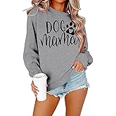 ALLTB Dog Mom Sweatshirt Women Dog Mama Graphic Shirt Cute Paw Shirts Puppy Lover Pullover Casual Long Sleeve Tee Tops