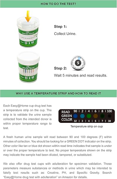 Easy Home Packung Mit 50 Stuck 12 Panel Drug Test Cup Kit Mit Temperatur Strip Testing Bup Mop Opi 300 High Sensitive Thc Coc Met Oxy Amp Bar Bzo Mtd Mdma Pcp