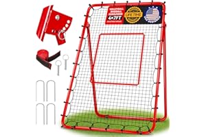 PUULIVEE Volleyball Rebounder Net 7x4ft with 5 Adjustable Angles, Anti-UV Volleyball Bounce Back Net Training Equipment with 4 Stakes, Durable & Stable Baseball Pitch Back Rebounder, Easy Storage