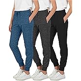 Real Essentials 3 Pack: Girls' Lounge Joggers Soft Athletic Performance Casual Sweatpants (Ages 7-16)