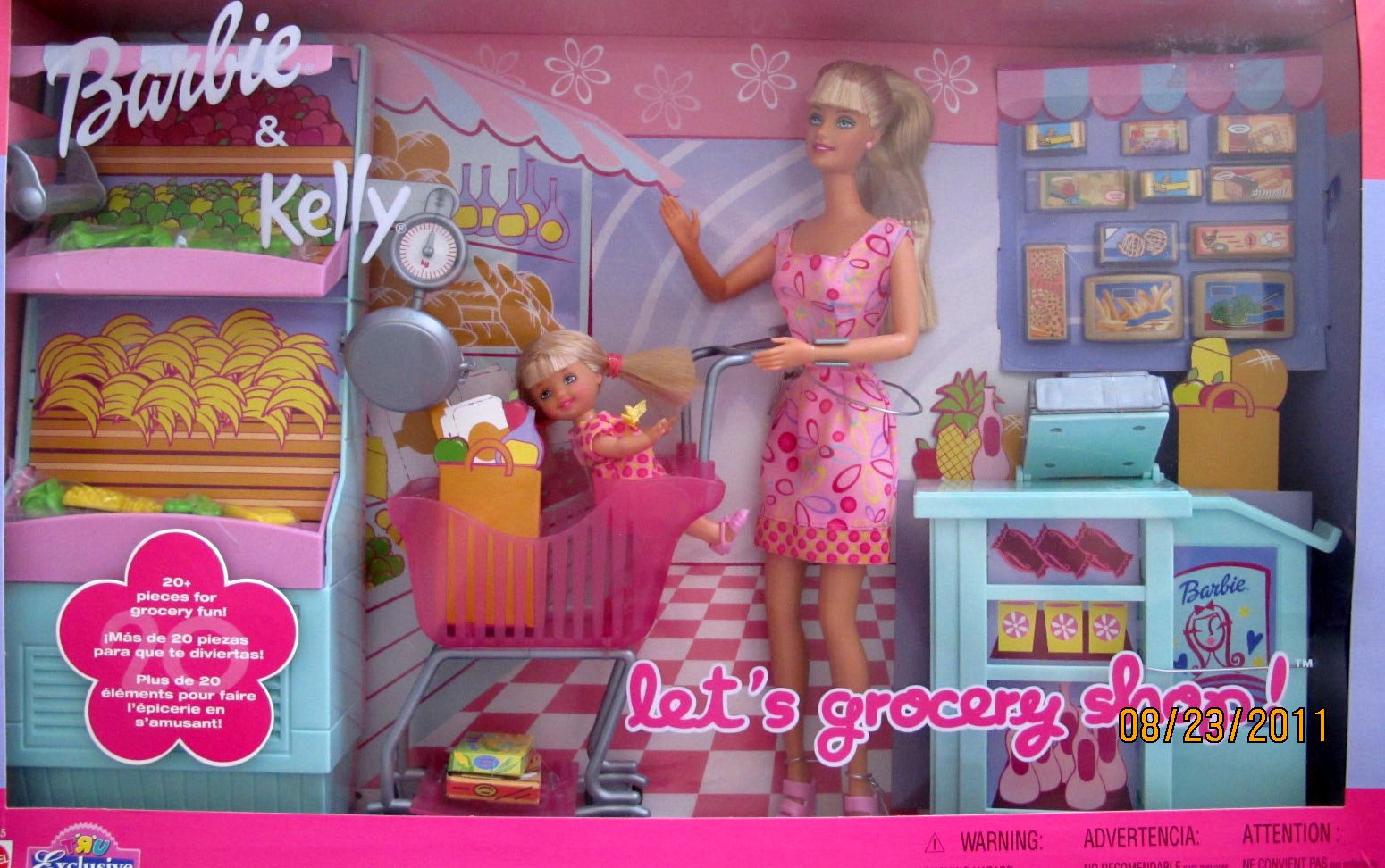 Buy Barbie & Kelly LET'S GROCERY SHOP 27 Piece Playset (2002) Online at