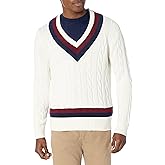 Brooks Brothers Mens Supima Cotton Cable V-Neck Tennis Sweater
