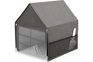 YeeBeny Cat Litter Box Cover, Enclosed Cat Potty Cat Litter Box Cover, Open Curtain for Easy Access to The Top Closed Cover, Removable for Easy Cleaning and Care(Gray)