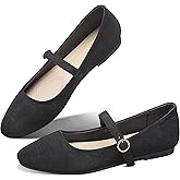 Obtaom Mary Jane Flat Shoes Round Toe Ballet Flats for Women Dressy Fabric Business Flats Comfortable Classic Strap Flats for Office