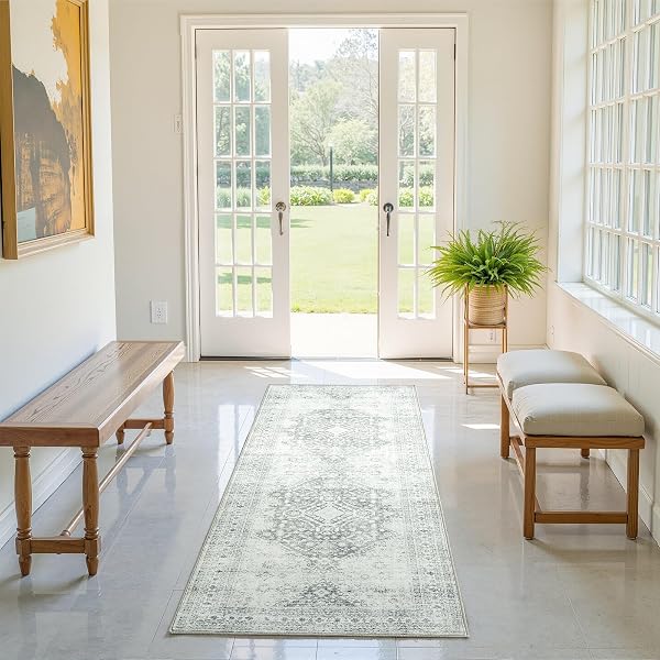 CHUNSEMEIJU 2X6 AREA RUG,BOHO VINTAGE ORIENTAL WASHABLE RUGS,COLLAPSIBLE AREA RUG FOR BEDROOM, ENTRYWAY, KITCHEN, BATHROOM