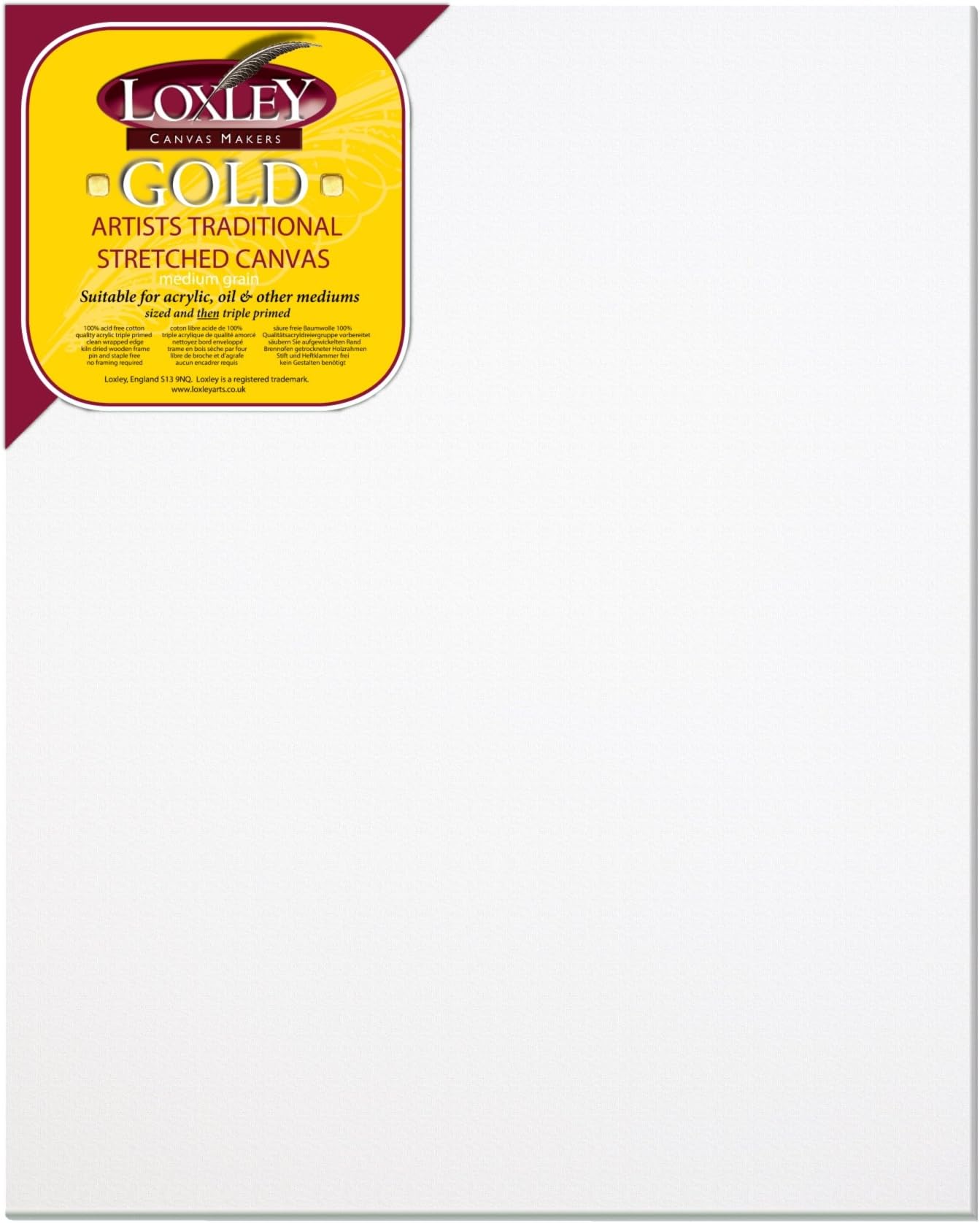 Loxley Gold 30 x 24-inch 76 x 61 cm 18 mm 1-Piece Primed Cotton Traditional Depth Stretched Artist Canvas Primed