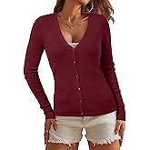 Arach&Cloz Womens Wool Blended Ribbed Cardigan Lightweight Long Sleeve Sweater 2025 Spring Fashion Button Down Knit Top