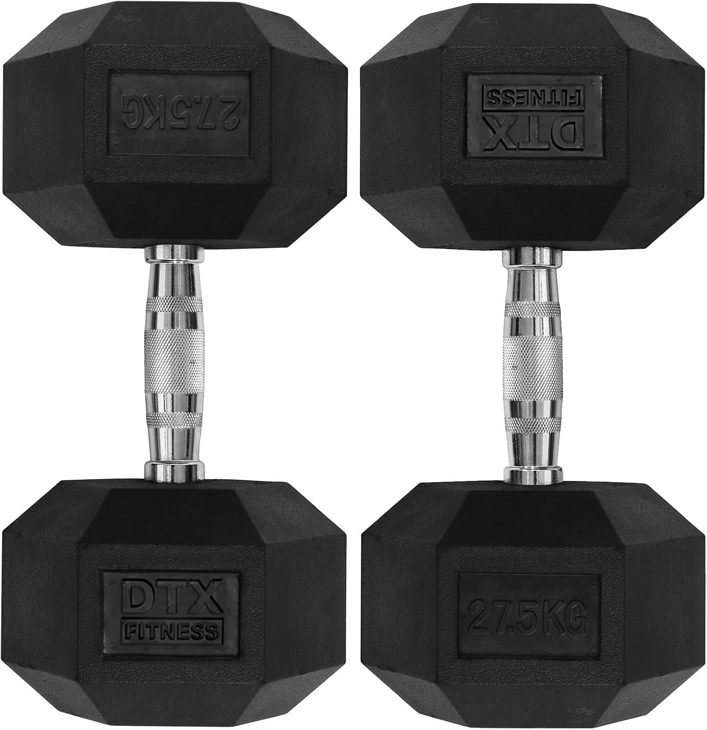 DTX Fitness 2x 27.5kg Rubber Dumbbell Hex Weights Amazon.co.uk Sports & Outdoors