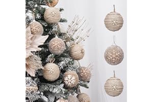 XmasExp Farmhouse Christmas Ball Ornaments Set-Rustic Shatterproof Christmas Tree Decorations 12Counts,70mm/2.76", Farmhouse