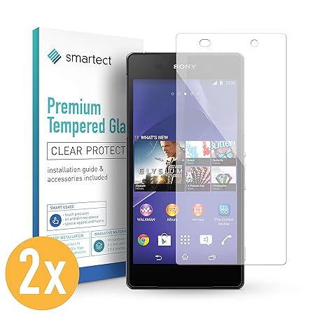 smartect Panzerglas für Sony Xperia Z2 [2 Stück] - Displayschutz mit 9H Härte - Blasenfreie Schutzfolie - Anti Fingerprint Pa