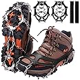 WIN.MAX Crampons for Shoes, Traction Cleats Ice Snow Grips with 19 Stainless Steel Spikes, Shoe Talons Anti - Slip Boots Spikes for Walking, Jogging, Climbing and Hiking