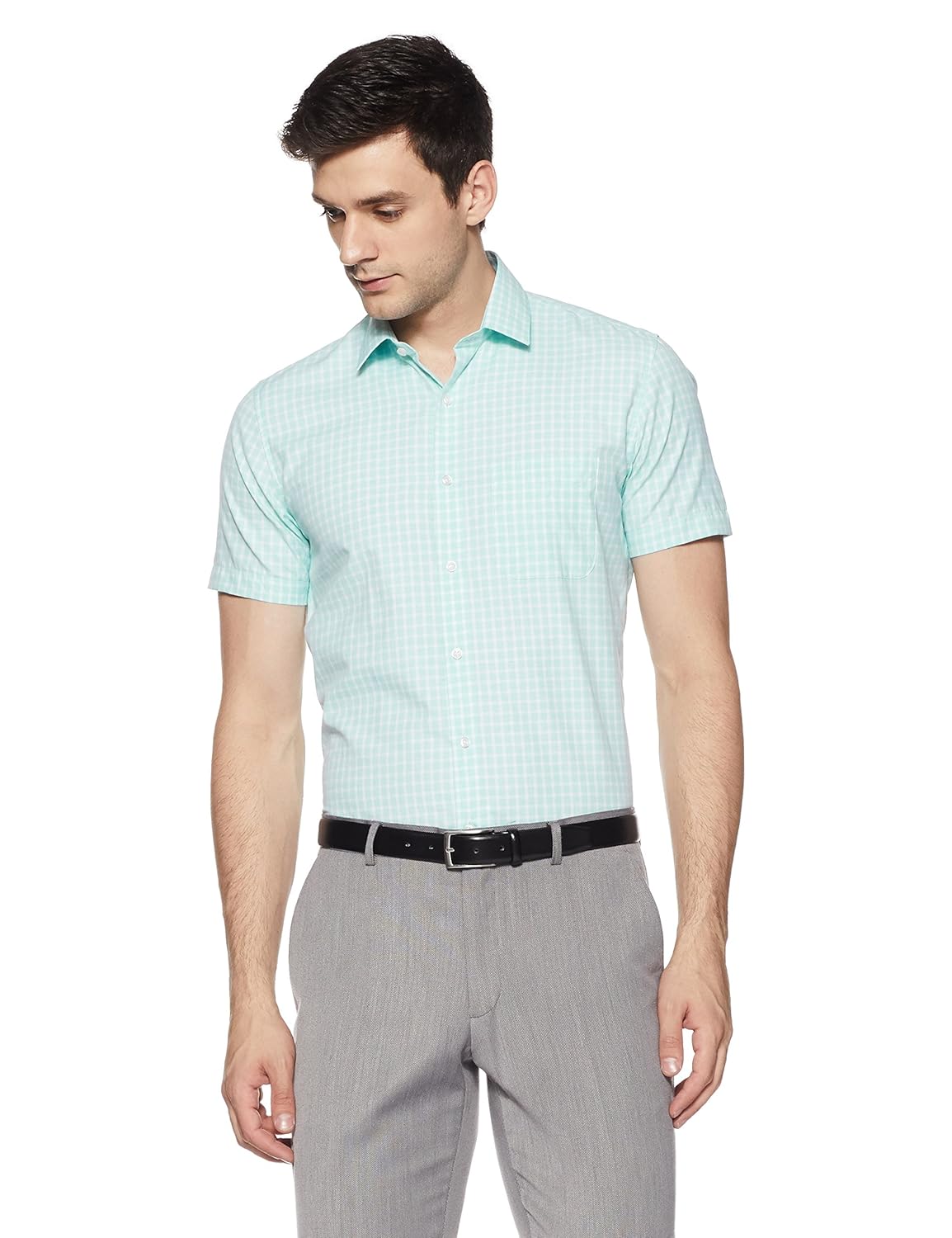 peter england men's solid slim fit formal shirt