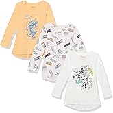 Amazon Essentials Disney | Marvel | Star Wars | Frozen | Princess Girls and Toddlers' Long-Sleeve Tunic T-Shirts, Pack of 3