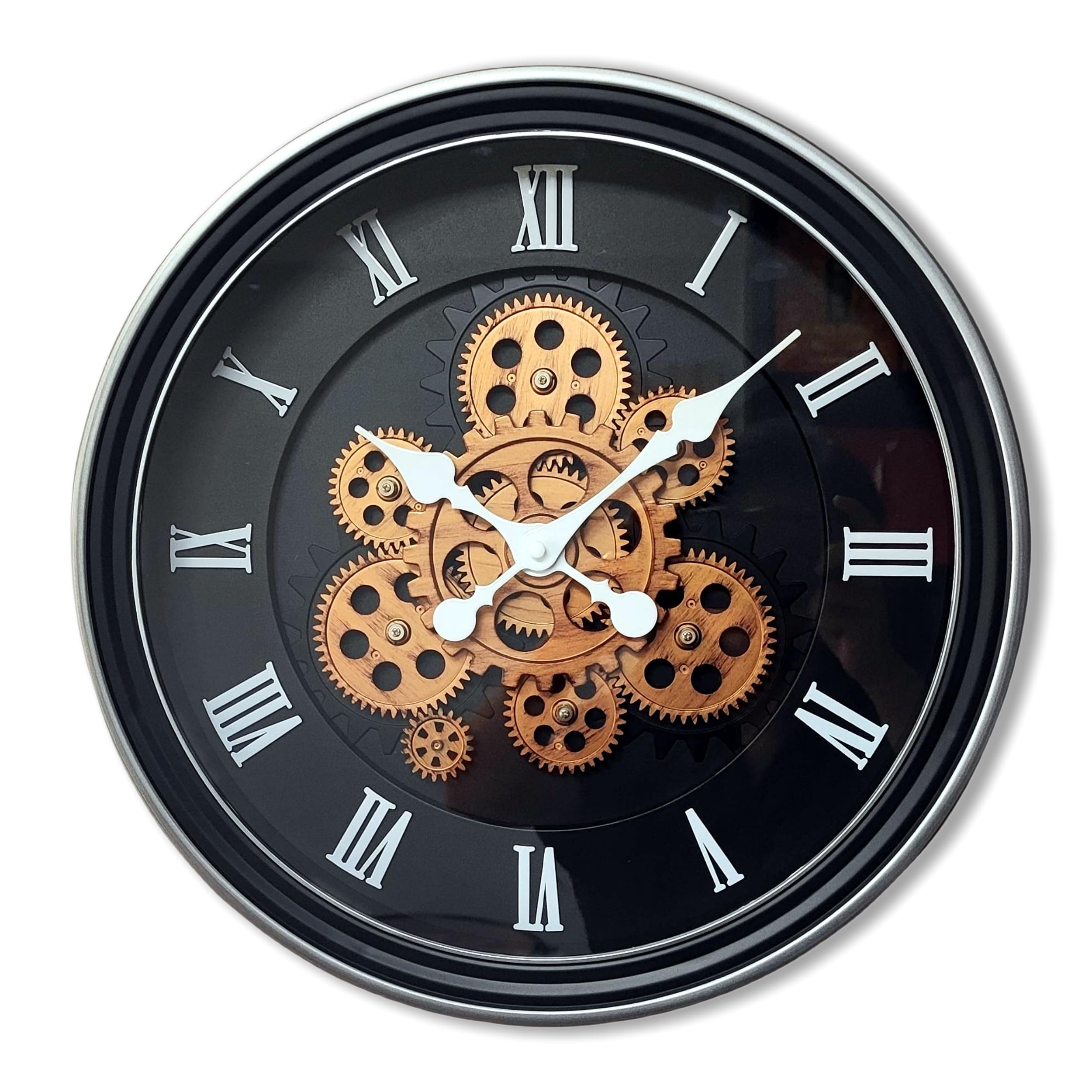 Evursua 15.2 Inch Large Gear Clock Real Gears Moving Wall Clock ...
