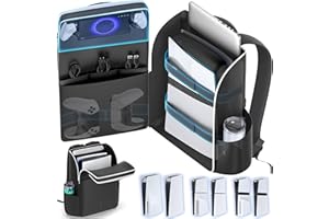 Backpack for PS5/ Slim/Pro Console, Full Protection PS5 Carrying Case Travel Bag, Large Capacity PS5 Storage Bag for Dual Con