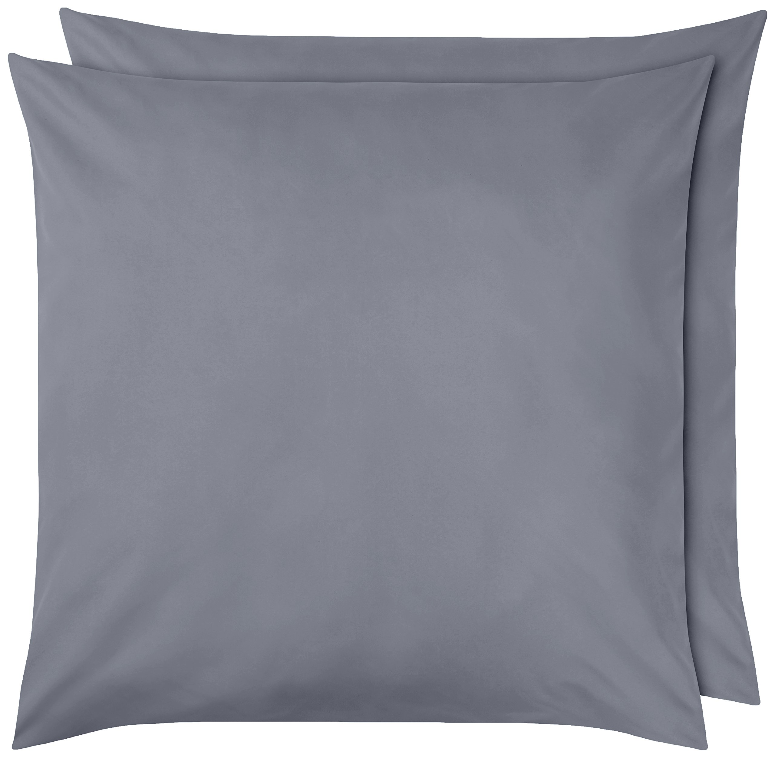 Amazon Basics Microfibre Pillowcases, Soft Pillow Cases 2 Pack, European Square 80 x 80 cm, Dark Grey