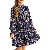 GRACE KARIN Girls' Spring Long Sleeve Dresses Kids Floral Winter Formal Dress Girl Casual Fancy Midi Clothes Size 6-14