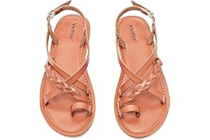 Veittes Women's Flat Sandals - Casual Cute Criss Cross Strappy Flat Summer Shoes.