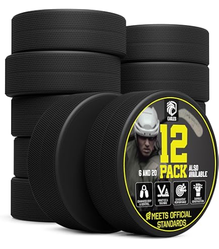 6 Pack Ice Hockey Pucks With Reusable Mesh Bag Rubber Street