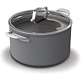 Ninja Foodi NeverStick Premium Hard-Anodized 8-Quart Stock Pot with Glass Lid, slate grey, C30480